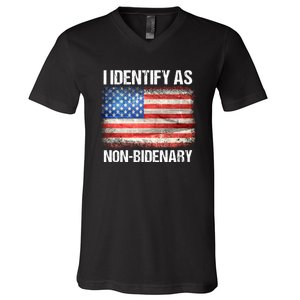 I Identify As NonBidenary Shirt Funny Anti Biden V-Neck T-Shirt