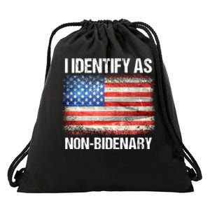 I Identify As NonBidenary Shirt Funny Anti Biden Drawstring Bag