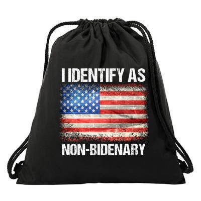 I Identify As NonBidenary Shirt Funny Anti Biden Drawstring Bag