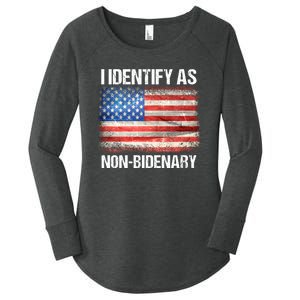 I Identify As NonBidenary Shirt Funny Anti Biden Women's Perfect Tri Tunic Long Sleeve Shirt