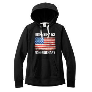 I Identify As NonBidenary Shirt Funny Anti Biden Women's Fleece Hoodie