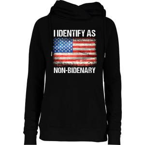 I Identify As NonBidenary Shirt Funny Anti Biden Womens Funnel Neck Pullover Hood