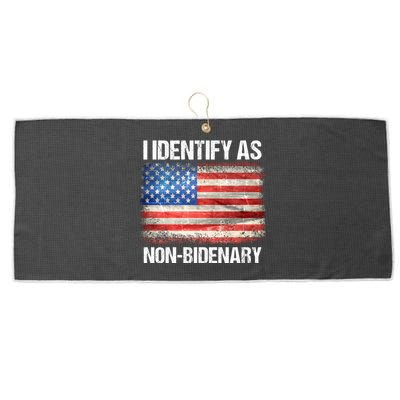 I Identify As NonBidenary Shirt Funny Anti Biden Large Microfiber Waffle Golf Towel