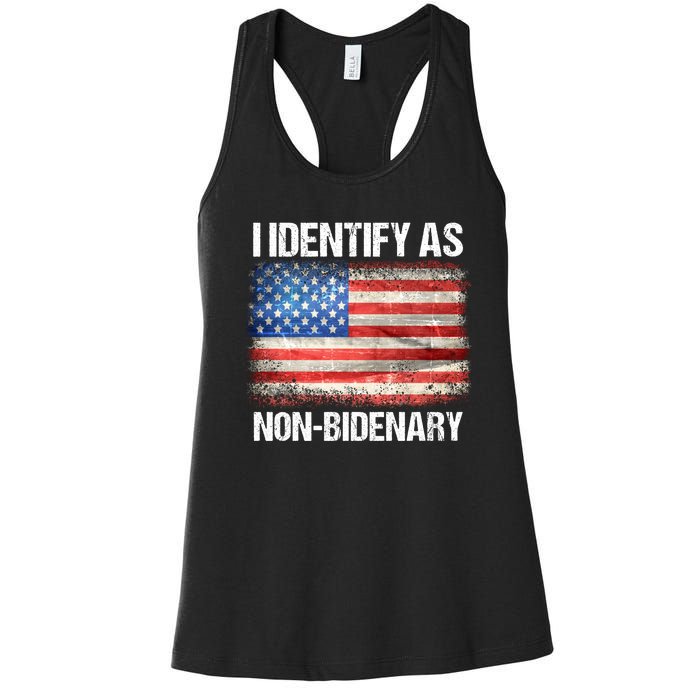 I Identify As NonBidenary Shirt Funny Anti Biden Women's Racerback Tank