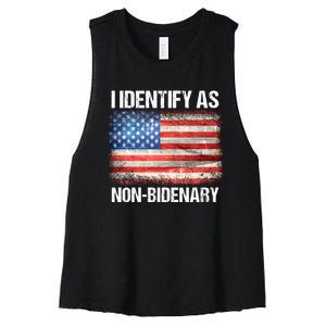 I Identify As NonBidenary Shirt Funny Anti Biden Women's Racerback Cropped Tank