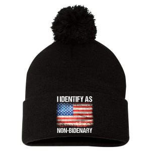 I Identify As NonBidenary Shirt Funny Anti Biden Pom Pom 12in Knit Beanie