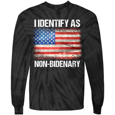 I Identify As NonBidenary Shirt Funny Anti Biden Tie-Dye Long Sleeve Shirt