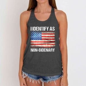 I Identify As NonBidenary Shirt Funny Anti Biden Women's Knotted Racerback Tank