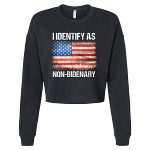 I Identify As NonBidenary Shirt Funny Anti Biden Cropped Pullover Crew