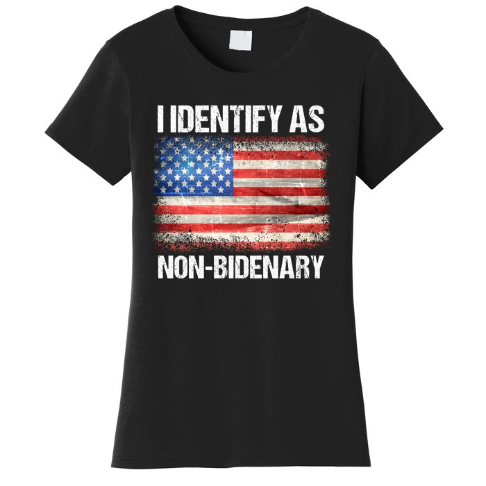 I Identify As NonBidenary Shirt Funny Anti Biden Women's T-Shirt