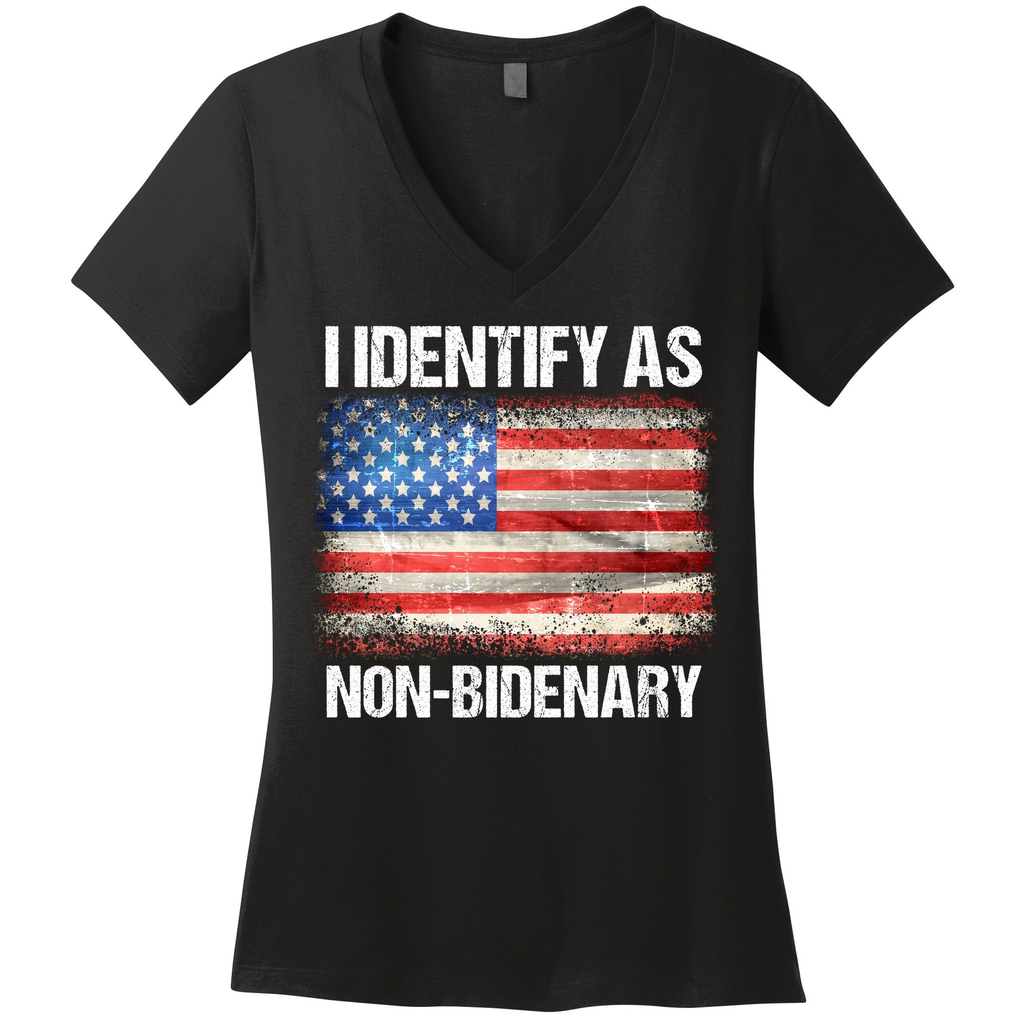 I Identify As NonBidenary Shirt Funny Anti Biden Women's V-Neck T-Shirt