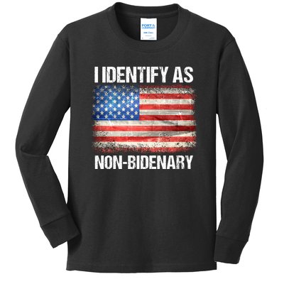 I Identify As NonBidenary Shirt Funny Anti Biden Kids Long Sleeve Shirt