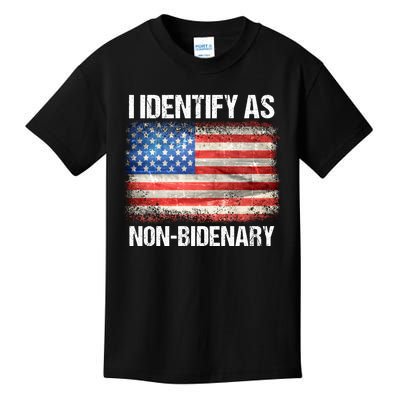 I Identify As NonBidenary Shirt Funny Anti Biden Kids T-Shirt