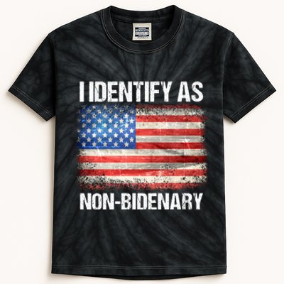 I Identify As NonBidenary Shirt Funny Anti Biden Kids Tie-Dye T-Shirt