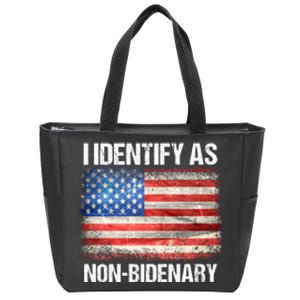 I Identify As NonBidenary Shirt Funny Anti Biden Zip Tote Bag