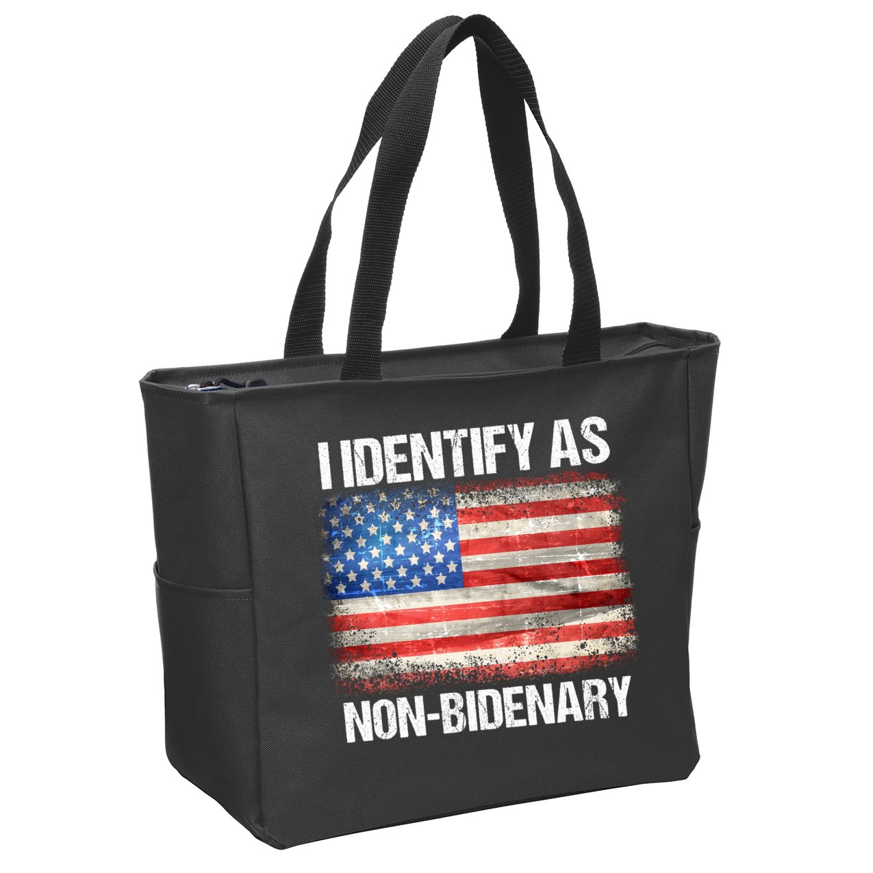I Identify As NonBidenary Shirt Funny Anti Biden Zip Tote Bag