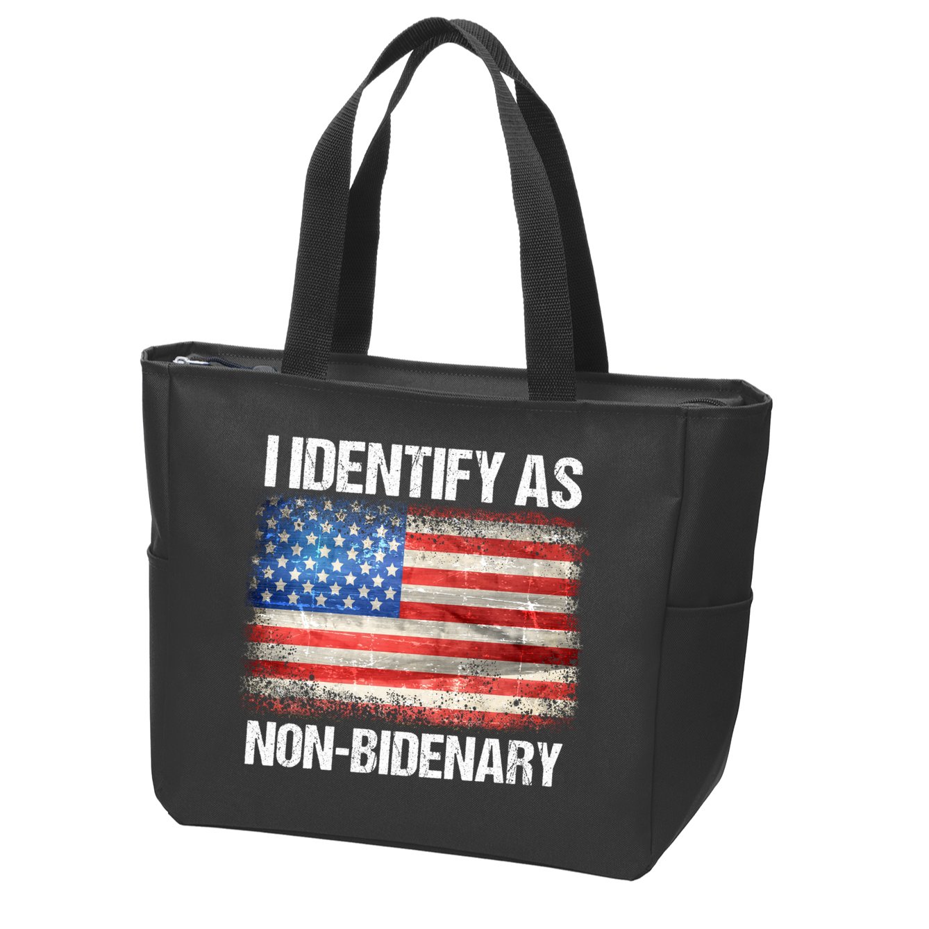 I Identify As NonBidenary Shirt Funny Anti Biden Zip Tote Bag