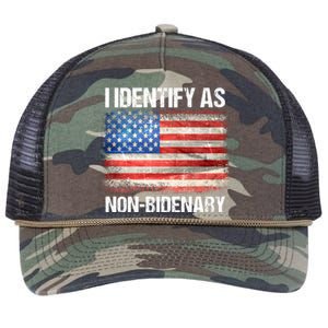 I Identify As NonBidenary Shirt Funny Anti Biden Retro Rope Trucker Hat Cap