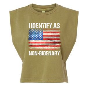 I Identify As NonBidenary Shirt Funny Anti Biden Garment-Dyed Women's Muscle Tee