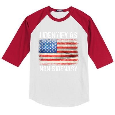 I Identify As NonBidenary Shirt Funny Anti Biden Kids Colorblock Raglan Jersey