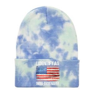 I Identify As NonBidenary Shirt Funny Anti Biden Tie Dye 12in Knit Beanie