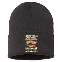 I Identify As An Over Taxed Under (On Back) Sustainable Knit Beanie