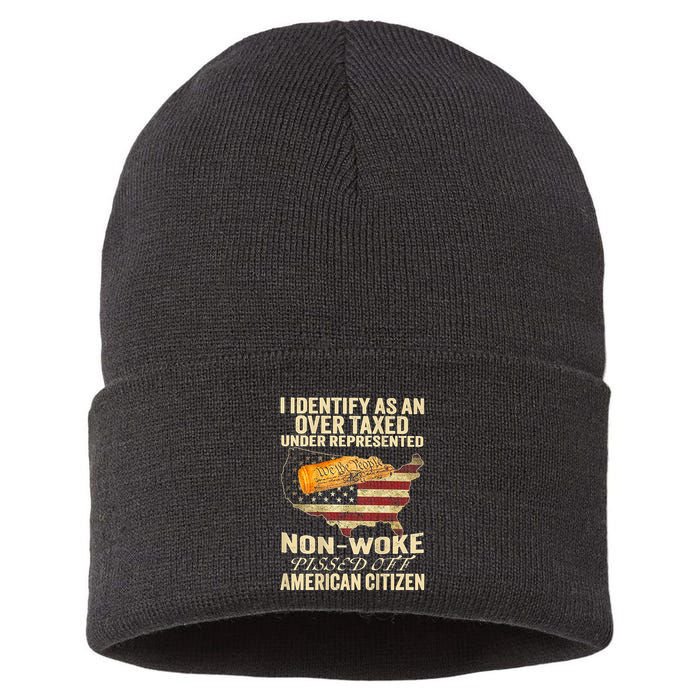 I Identify As An Over Taxed Under (On Back) Sustainable Knit Beanie