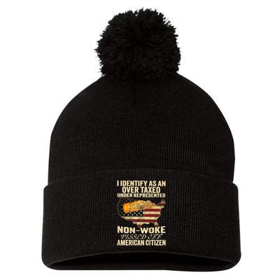 I Identify As An Over Taxed Under (On Back) Pom Pom 12in Knit Beanie