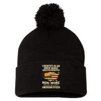 I Identify As An Over Taxed Under (On Back) Pom Pom 12in Knit Beanie