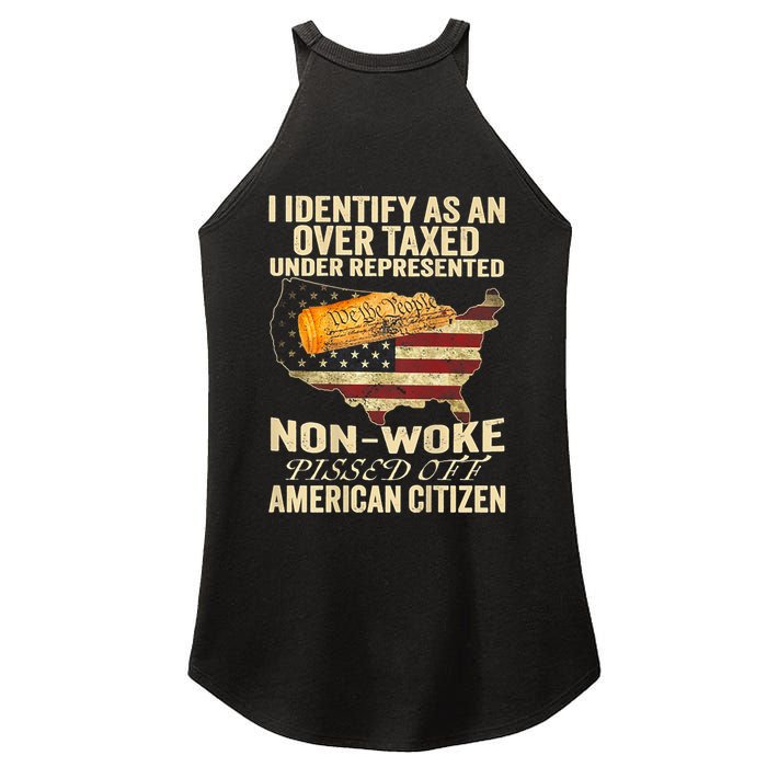 I Identify As An Over Taxed Under (On Back) Women's Perfect Tri Rocker Tank