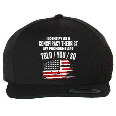 I Identify As A Conspiracy Theorist Pronouns Are Told You So Wool Snapback Cap