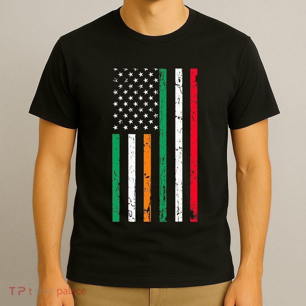 Irish Italian American Flag Ireland Italy USA Pride Heritage T-Shirt