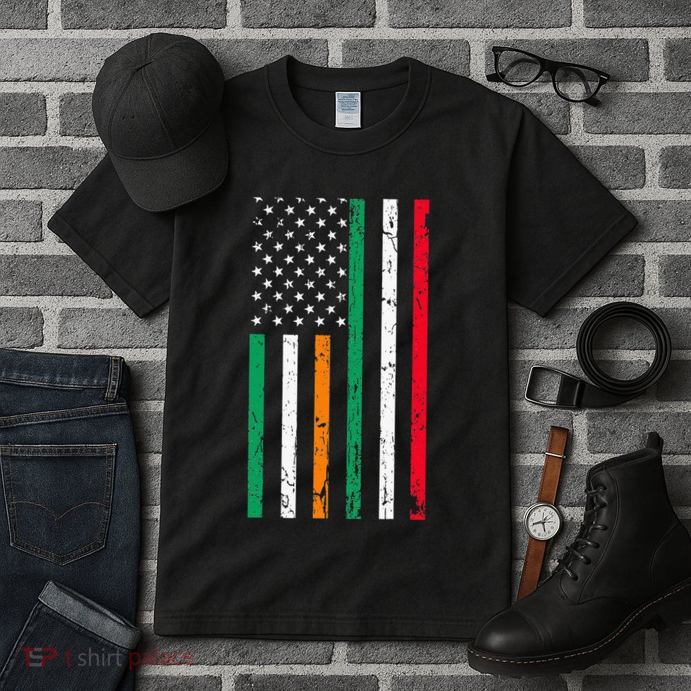 Irish Italian American Flag Ireland Italy USA Pride Heritage Tall T-Shirt