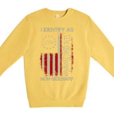 I Identify As Non Bidenary Anti Biden American Us Flag Premium Crewneck Sweatshirt