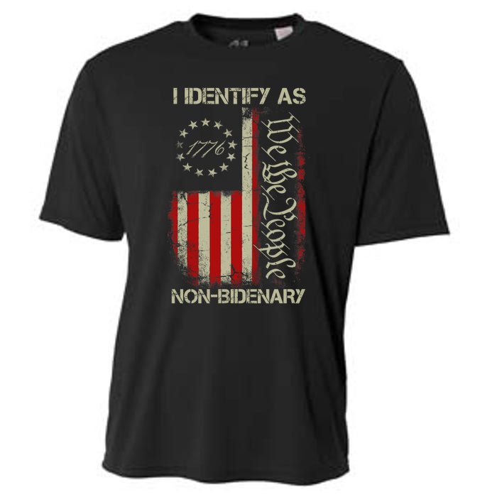 I Identify As Non Bidenary Anti Biden American Us Flag Cooling Performance Crew T-Shirt