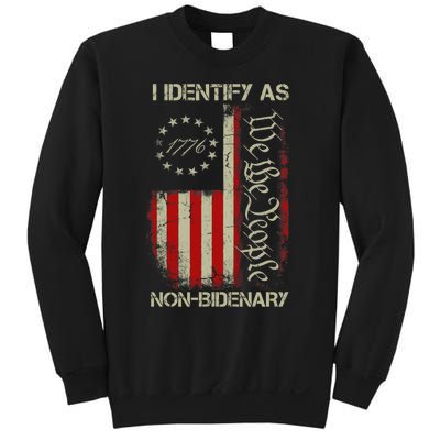 I Identify As Non Bidenary Anti Biden American Us Flag Sweatshirt