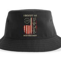 I Identify As Non Bidenary Anti Biden American Us Flag Sustainable Bucket Hat