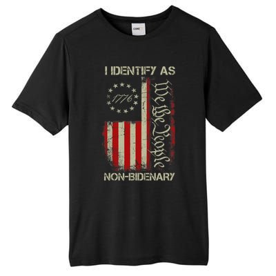 I Identify As Non Bidenary Anti Biden American Us Flag Tall Fusion ChromaSoft Performance T-Shirt