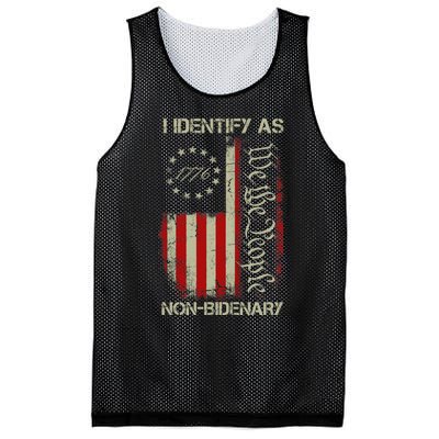 I Identify As Non Bidenary Anti Biden American Us Flag Mesh Reversible Basketball Jersey Tank