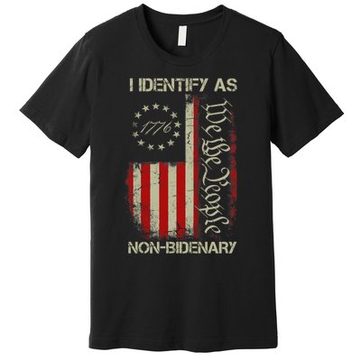 I Identify As Non Bidenary Anti Biden American Us Flag Premium T-Shirt