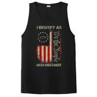 I Identify As Non Bidenary Anti Biden American Us Flag PosiCharge Competitor Tank