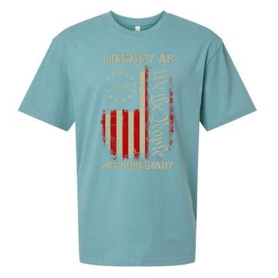 I Identify As Non Bidenary Anti Biden American Us Flag Sueded Cloud Jersey T-Shirt