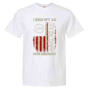 I Identify As Non Bidenary Anti Biden American Us Flag Garment-Dyed Heavyweight T-Shirt