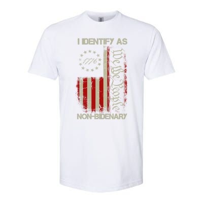 I Identify As Non Bidenary Anti Biden American Us Flag Softstyle CVC T-Shirt