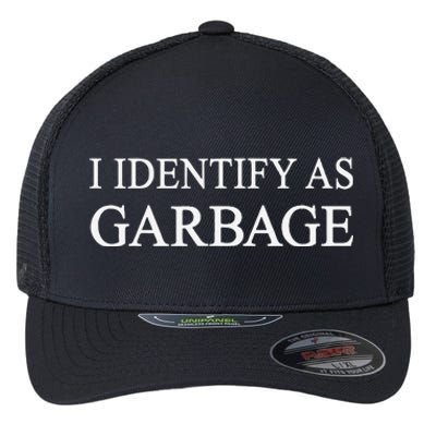 I Identify As Garbage Trump 2024 Funny Political Flexfit Unipanel Trucker Cap