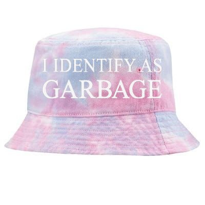 I Identify As Garbage Trump 2024 Funny Political Tie-Dyed Bucket Hat