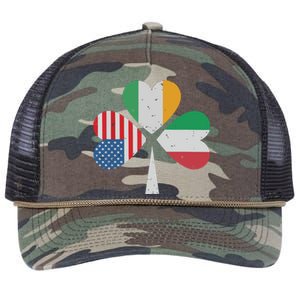 Irish Italian American Flag Ireland Italy USA Patricks Day Retro Rope Trucker Hat Cap