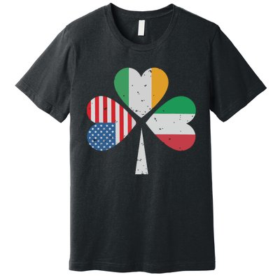 Irish Italian American Flag Ireland Italy USA Patricks Day Premium T-Shirt