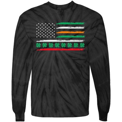 Irish Italian American Flag Ireland Italy USA Pride Heritage Tie-Dye Long Sleeve Shirt