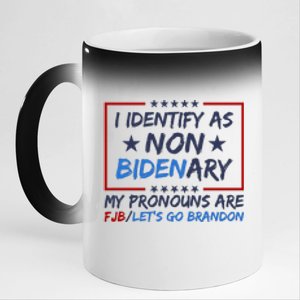 I Identify As Non Bidenary Anti Joe Biden 11oz Black Color Changing Mug